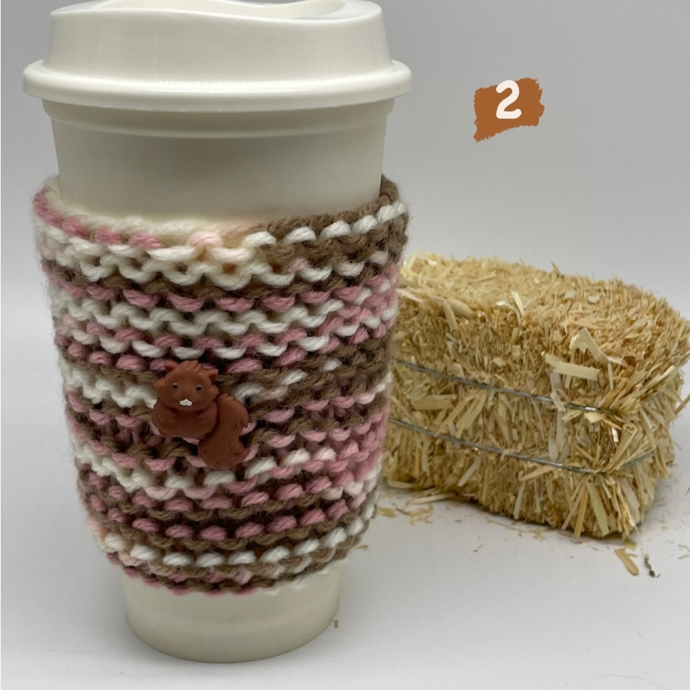 One Crochet Fall Winter Inspired Cup Sleeve of Your Choice - Picture 3 of 3